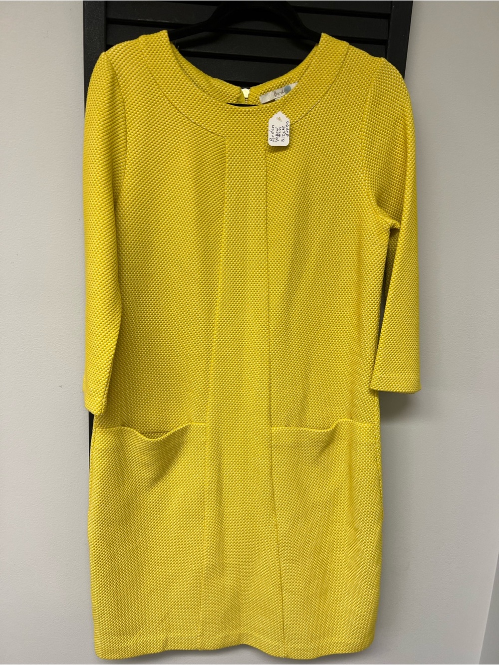 entro Bright Yellow Textured Knit Dress Sweater